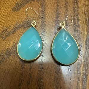 Kyle Chan Bezel Set Blue Chalcedony Teardrop Earrings